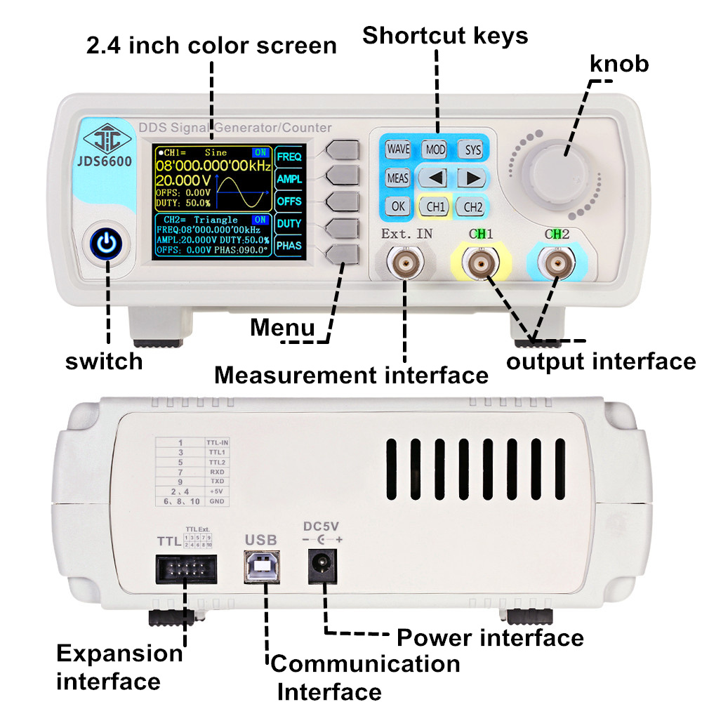 مولد إشارات وظيفية DDS من YAO  - مراجعة Dual Channel Arbitrary Waveform Function Generator 60Mhz وسعره